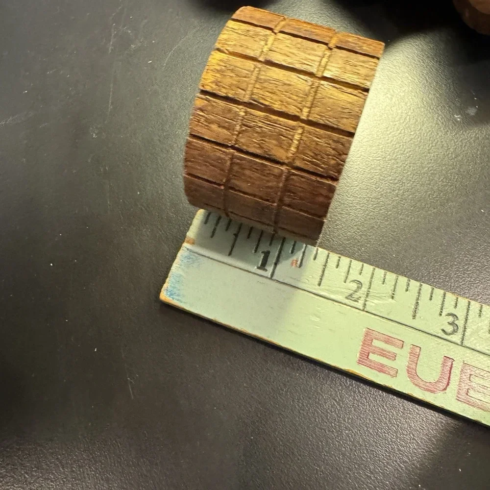 Set of 6 Vintage  Mid Century Modern Teak Wood Napkin Ring Holders MCM Boho‎